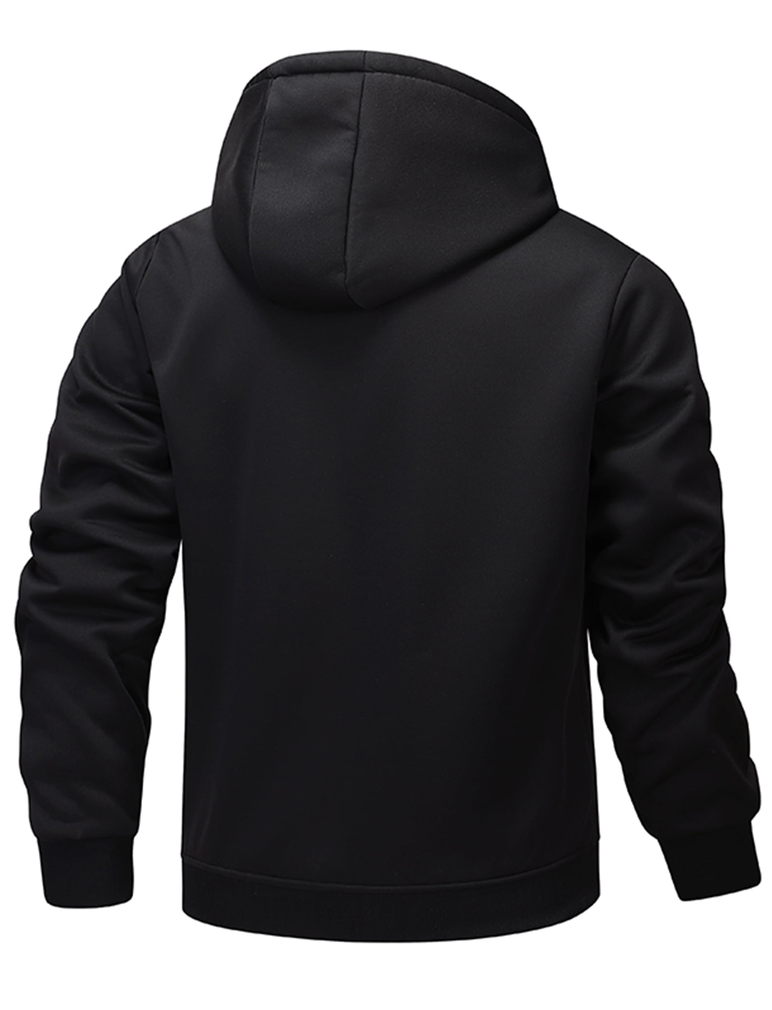 FEOYA Sherpa Lined Hoodies for Men Heavyweight Fleece Jackets Thermal Thick Coat Softshell Outwear Warm winter Sweatshirt with Pockets 2XL Black