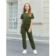 thumbnail image 2 of Oudiya Girls Summer Clothing Set Short Sleeve Crop Top and Sweatpants Dance Clothes Gift with Fashion Army Green for 4-13Y, 2 of 8