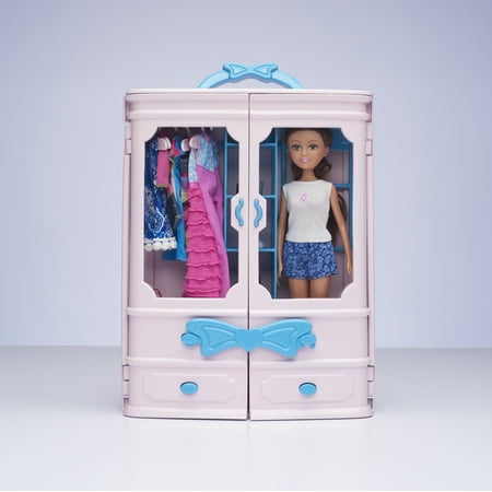 American Plastic Toys Portable Fashion Doll Closet with (Best American Fashion Brands)