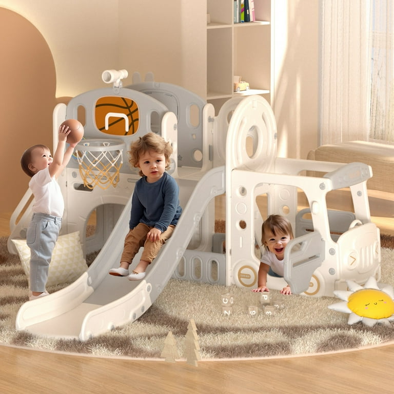 XJD 10 in 1 Toddler Slide Set Playground Climber, Grey, 87.00 x 73.20 x 43.70 Inches XJD 10 in 1 Toddler Slide Set Playground Climber, Grey, 87.00 x 73.20 x 43.70 Inches
