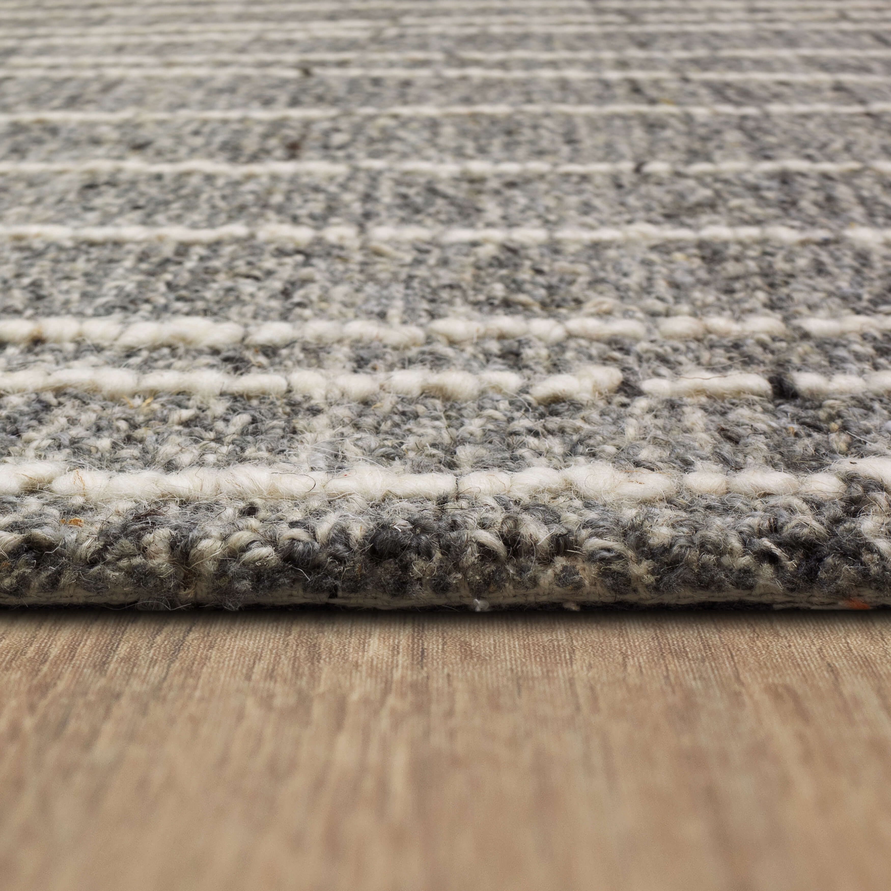 Mainstays Wool Lines Plush Indoor Fade Resistant Tufted Area Rug, Grey, 8' x 10'