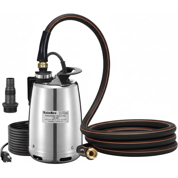 Sump Pump Submersible With 10Ft. Garden Hose, Water Pump, Portable Utility Pump, 25-Foot Cord, Ideal for Swimming Pool, Garden Pond, Hot Tub, and Flood Basement Draining