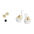 thumbnail image 1 of Estatua de cisne con forma de hoja, escultura de cerámica, adorno decorativo para sala de estar, oficina, dormitorio o estante. Ideal para regalar., 1 of 8