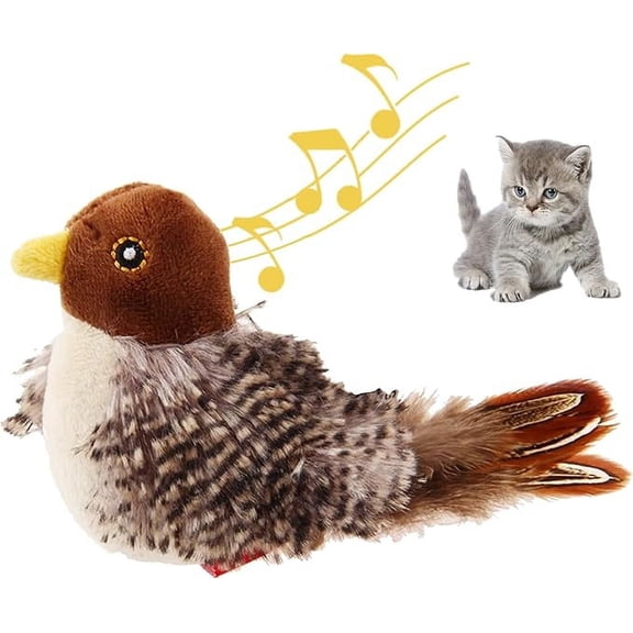 Miayilima Gigwi Cat Toys for Indoor Cats, Interactive Chirping Cat Toys Self Play, Electric Rechargeable Catnip Toys for Cats, Touch Activated Kitten Toy with Feather Tail, Princess Design Bird