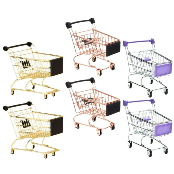 LOLIPPYY 6pcs Shopping Cart Models Metal Gold Tone Storage For Children