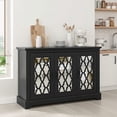 thumbnail image 4 of STYLIVIA Heron 3 Door Wide Sideboard Cabinet with Adjustable Shelves, Sturdy Wood Storage with Metal Hardware, Ivory & Knotty Oak, 4 of 22