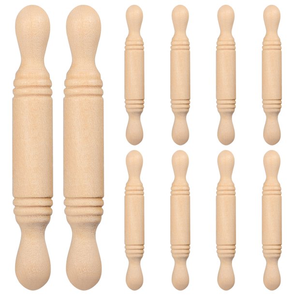10pcs Mini Pin de madera Rolling Pin Shooting Bots Doll House Rolling Pin Models