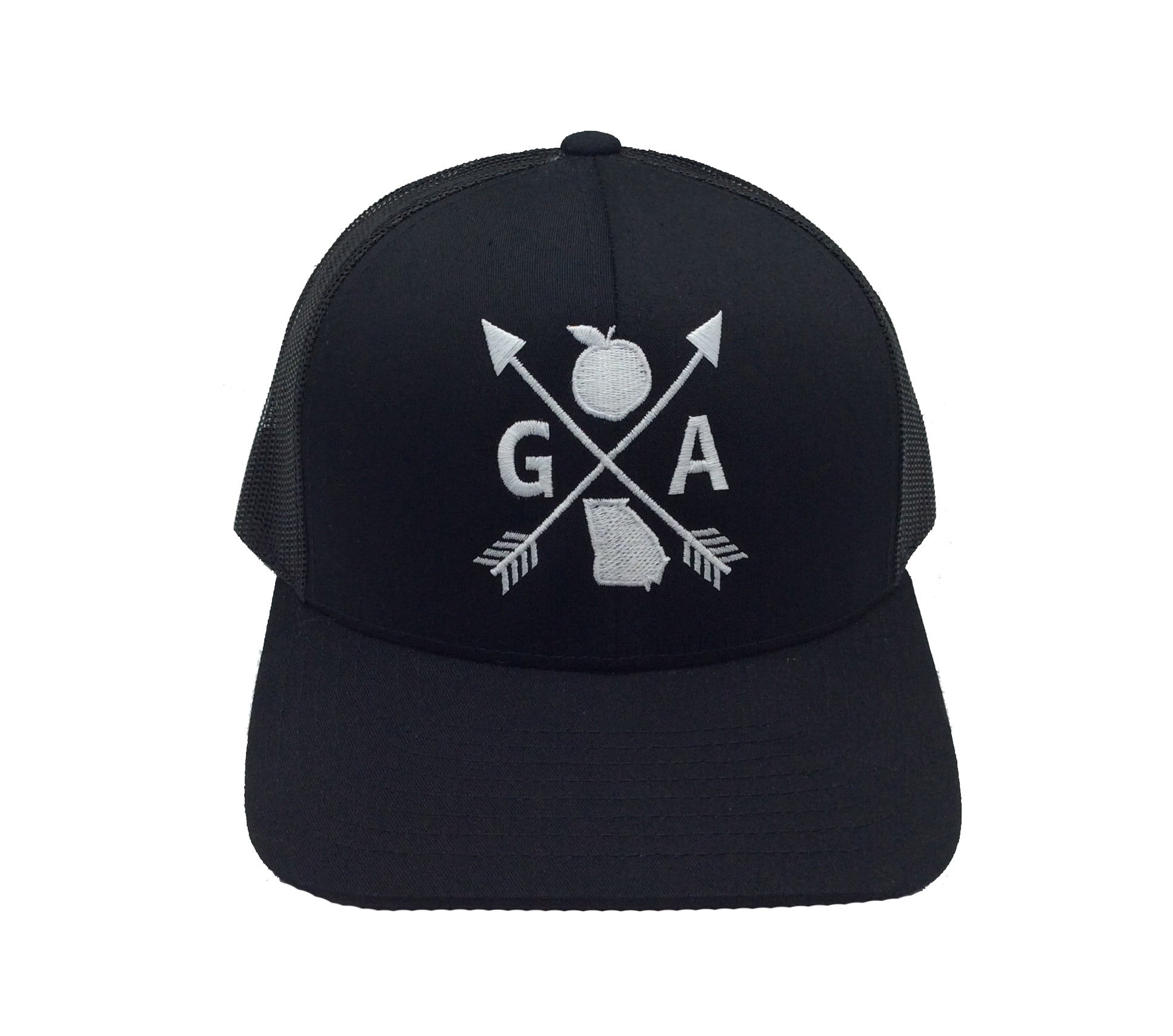 Heritage Pride White Embroidered Georgia Peach State Arrow Snapback Hat-Black