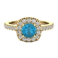 thumbnail image 4 of Round-Cut Engagement Ring Blue Diamond Cushion Halo 14K Gold 0.75 Carat (H,SI1), 4 of 5