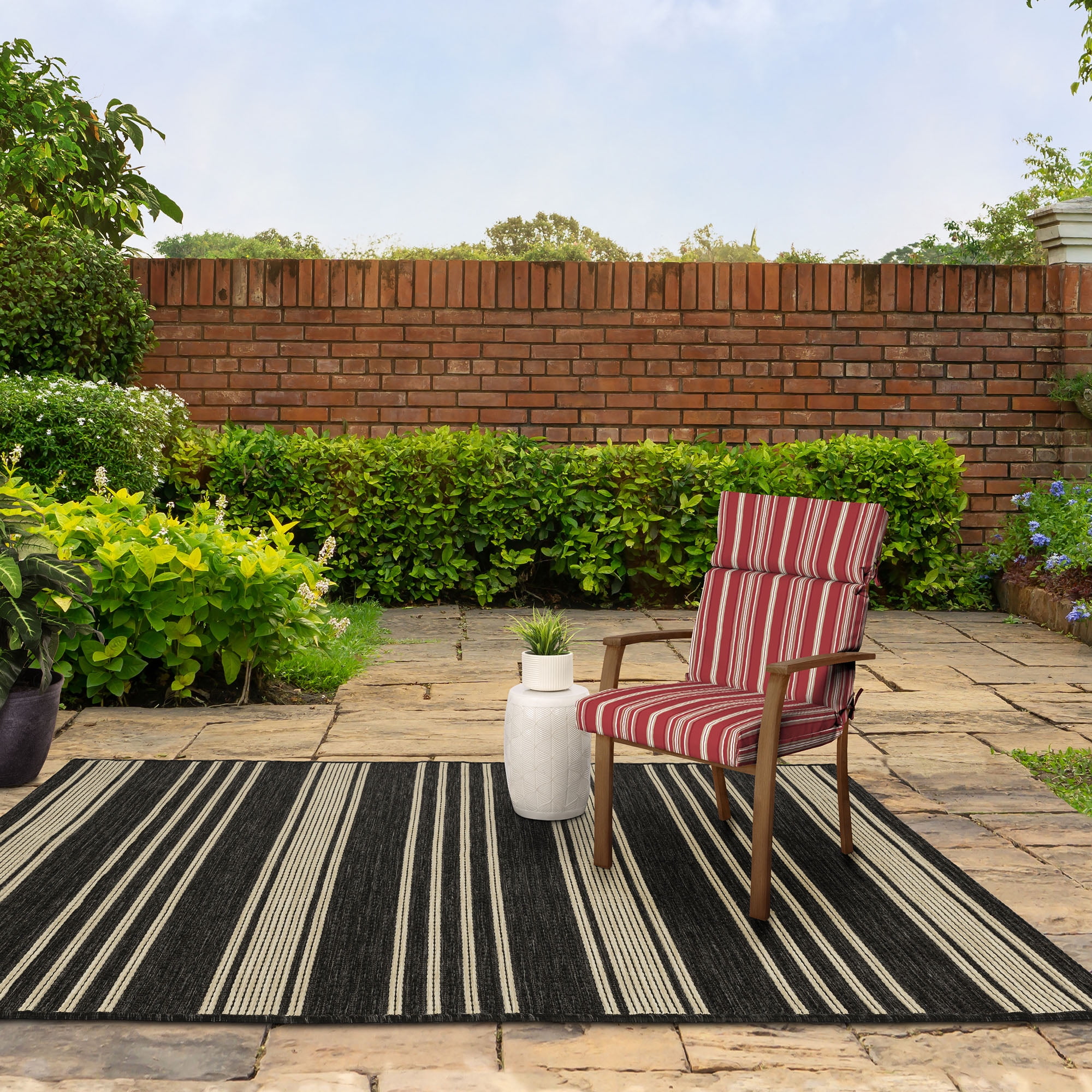 Better Homes & Gardens 44" L x 21" W Red Stripe 1 Piece Rectangle Outdoor Chair Cushion