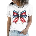 thumbnail image 6 of asdoklhq Fourth Of July Shirts for Women Oversized Tshirts Women's Casual and Fashionable Printed T-shirt with Round Neck and Short Sleeved Top White L, 6 of 6