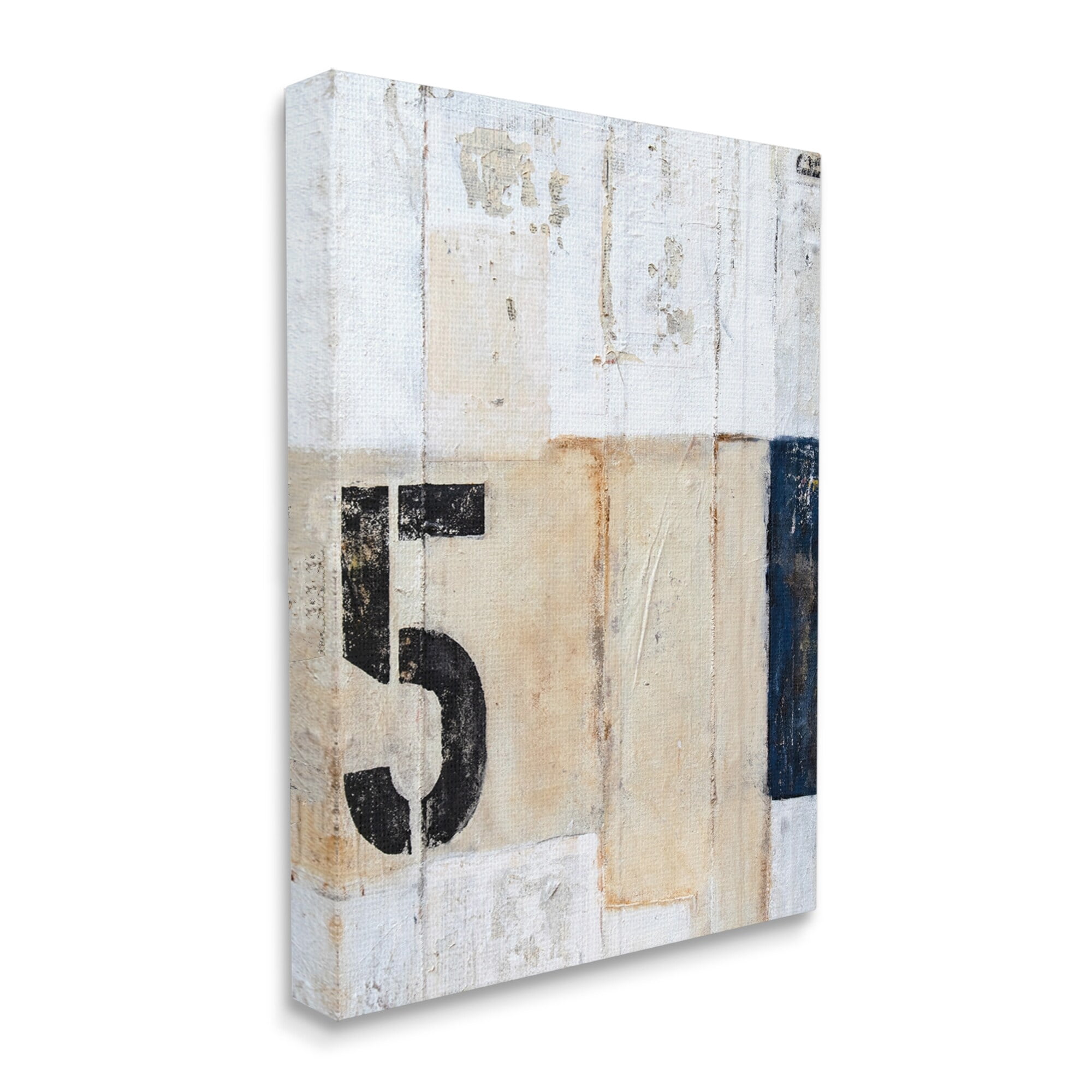 Stupell Industries Weathered Street Style Number 5 Stencil Rustic Abstract Painting Gallery Wrapped Canvas Print Wall Art, Design by Erin Ashley