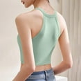 thumbnail image 6 of Womens Built In Bra Tank Top Summer Solid Color Round Neck Sleeveless Seamless Bandeau Stretchy Cami, 6 of 6
