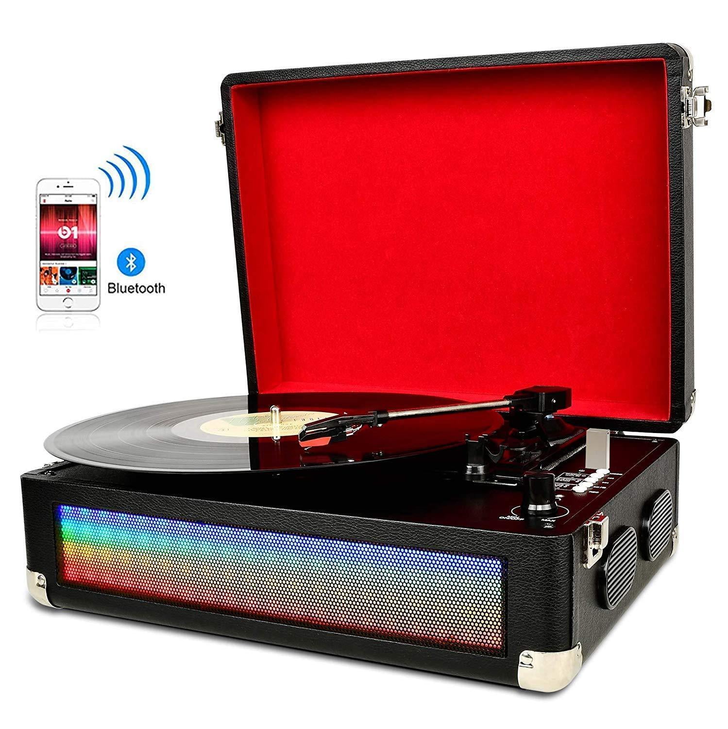 DIGITNOW Bluetooth MultiColor LED Record Player for Vinly Records with Builtin Dual Stereo