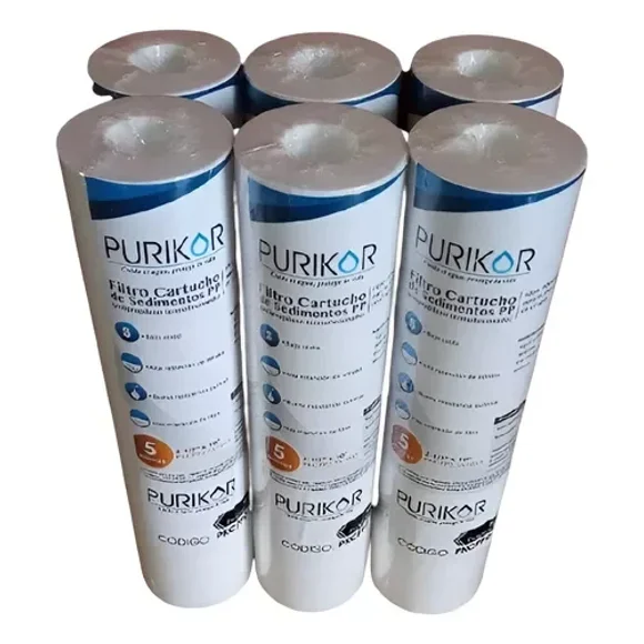6 Cartuchos Sedimentos Polispun 20 Micras Purikor PKCPP2.5x10x20 2.5' x 10'