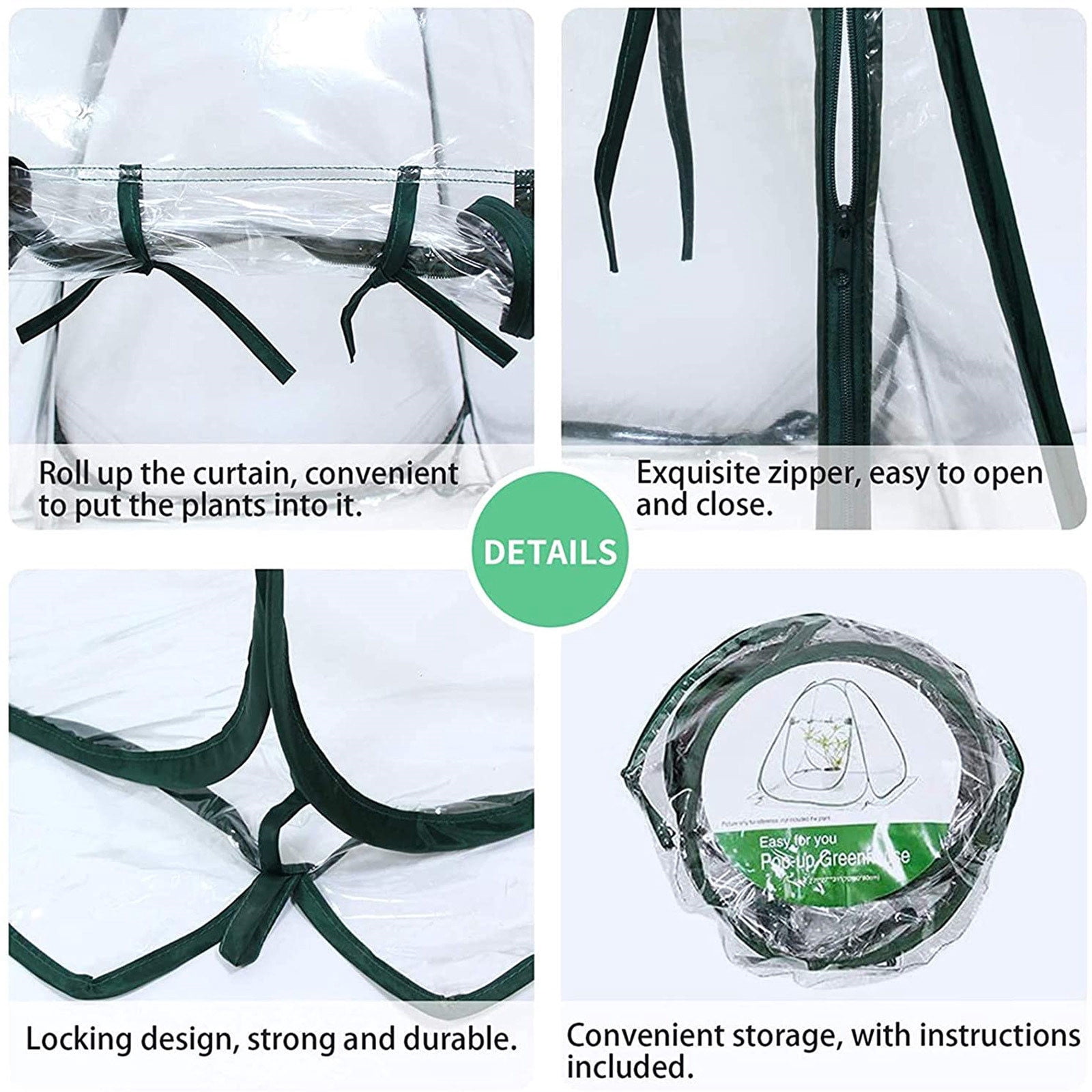 SIYTUAU Pop Up Greenhouse Overwintering Tent Mini For Plant Protection Winter 70X70X80Cm Green Oxford Pvc Build Green