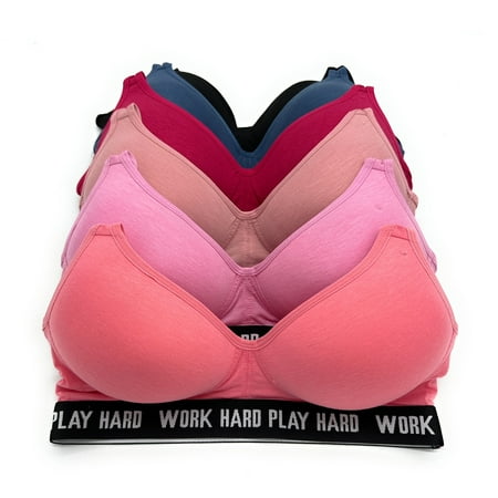 6 pcs Wire Free Gym Light Padded Raceback Cotton Sports Bra B C D Cup 38B (6826-55R4-55RE4-61R5)