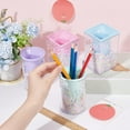 thumbnail image 3 of 4pcs 4 style Plastic Pen Holder Stands Cute Foam Pencil Cup Multi-Purpose Desk Organizer Makeup Brush Holder Round & Sqaure Mixed color 69x109mm Inner Diameter: 44~46mm 1pc/style, 3 of 6