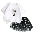 thumbnail image 3 of Conjunto de 2 piezas de camiseta de algodón para niños de Mickey de Disney, falda tutú de princesa de ballet esponjosa, falda de encaje para fiesta de cumpleaños de niña, 3 of 5