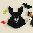 thumbnail image 2 of My First Halloween Baby Girl Outfit Newborn Corduroy Skull Bubble Romper Bodysuit Overalls With Headband Cute Fall Clothes Sets, 2 of 8