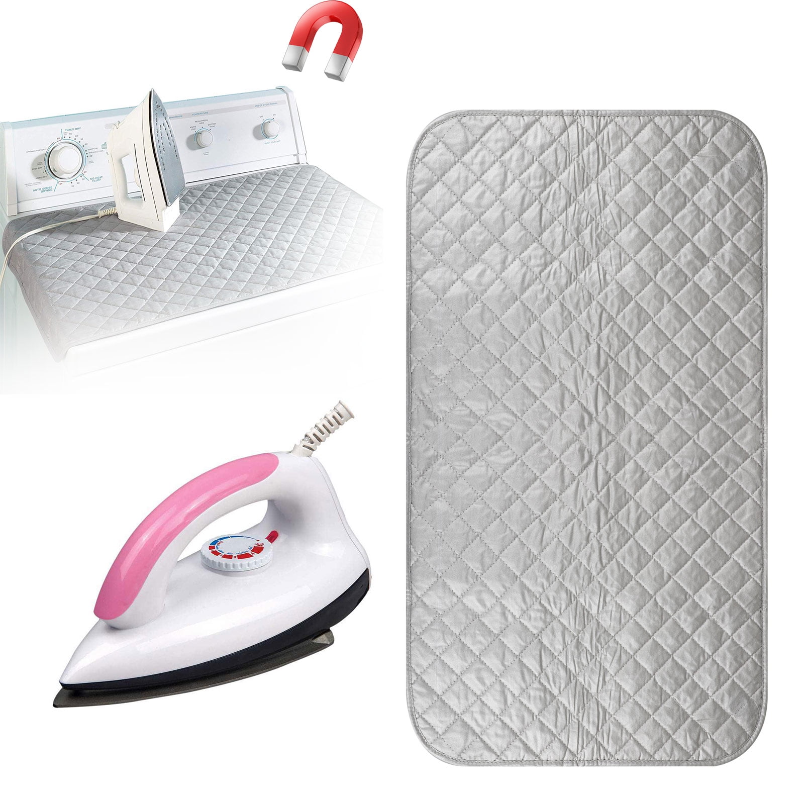 Portable Ironing Blanket Mat Heat Resistant silver silicone Grey 