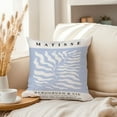 thumbnail image 3 of Ethan Taylor Botanical Throw Pillow Soft Cushion Cover 'Henri Matisse Botanical Soft Blue II Leaves' Mid-Century Modern Pattern Decorative Square Accent Pillow Case, 20x20 Inches, Blue, White, 3 of 5