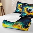 thumbnail image 4 of Erosebridal Neon Soccer Sport Quilt King for Boys Men, Orange Flame Print King Coverlet Set, 3-Piece, 4 of 7