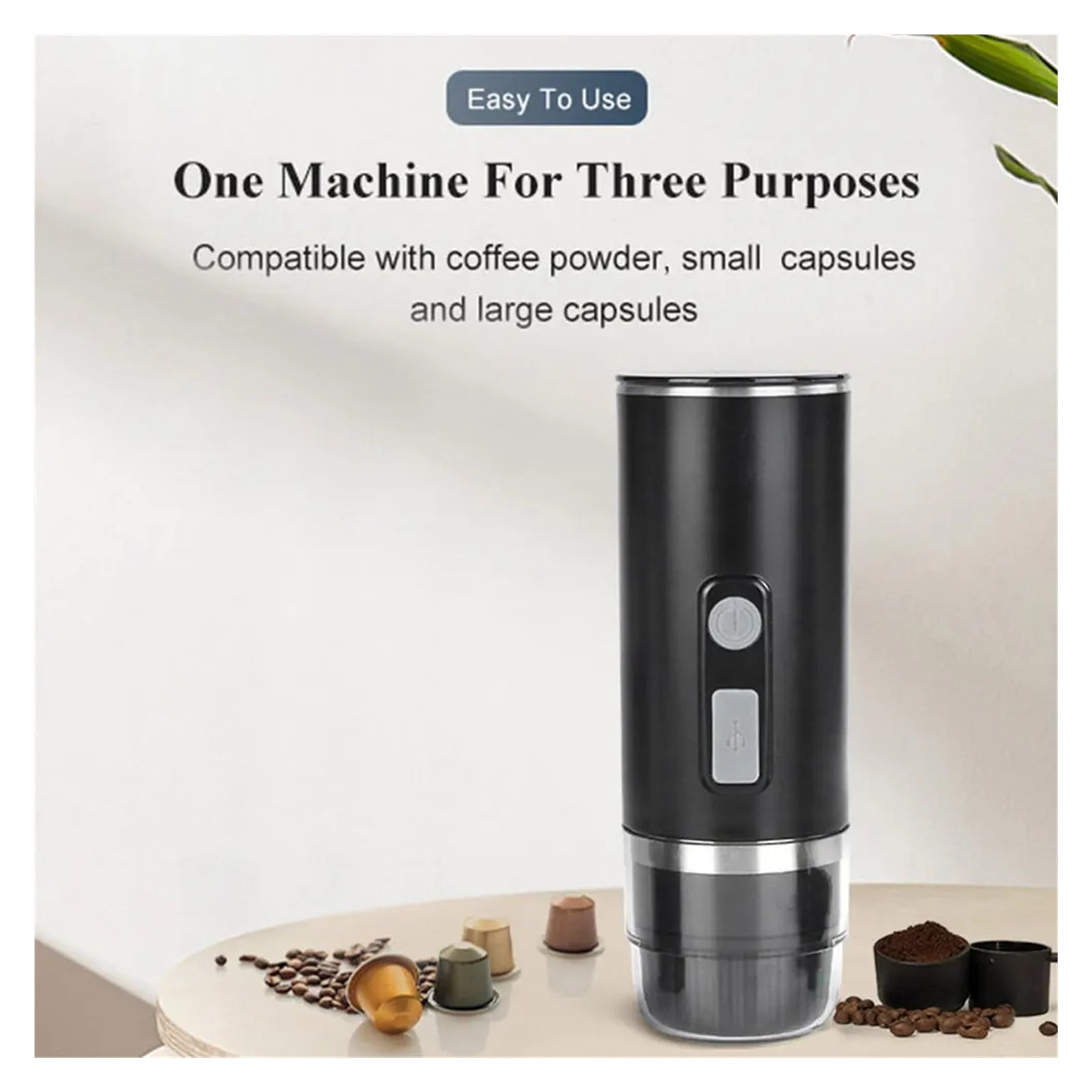 3-in-1 Travel Coffee Maker Fit For Capsule/Powder Electric Espresso Machine For Car & Home Camping Travel ,Portable