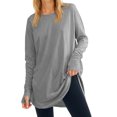 thumbnail image 3 of Solid Color Women Long Sleeve Casual Loose Shirt Tops, 3 of 5