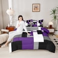 thumbnail image 4 of Manfei Black White Gray Purple Bedding Comforter Set, Geometric Checkered Twin Comforter Sets, Abstract Aesthetic Bedding Set, Breathable Room Decor, Reversible 2-Piece, 4 of 8
