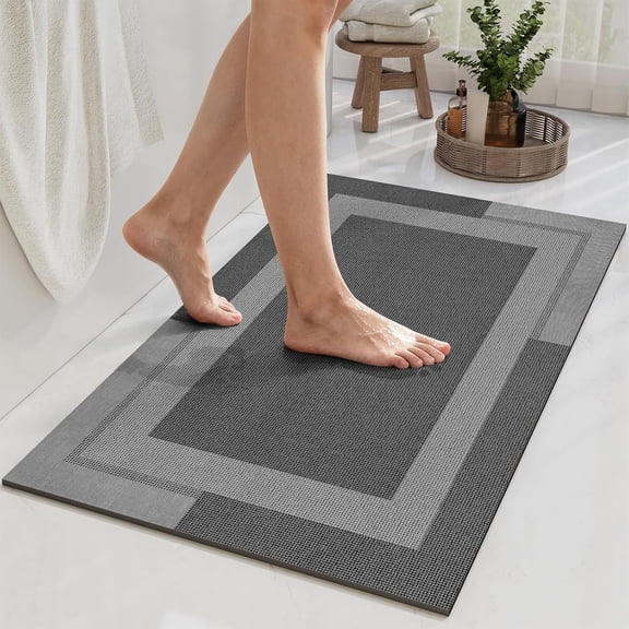 Diatomaceous Earth Bath Mat, Absorbent Fast Drying Bathroom Rug, Non Slip Rubber Backing Floor Mat for Shower Tub