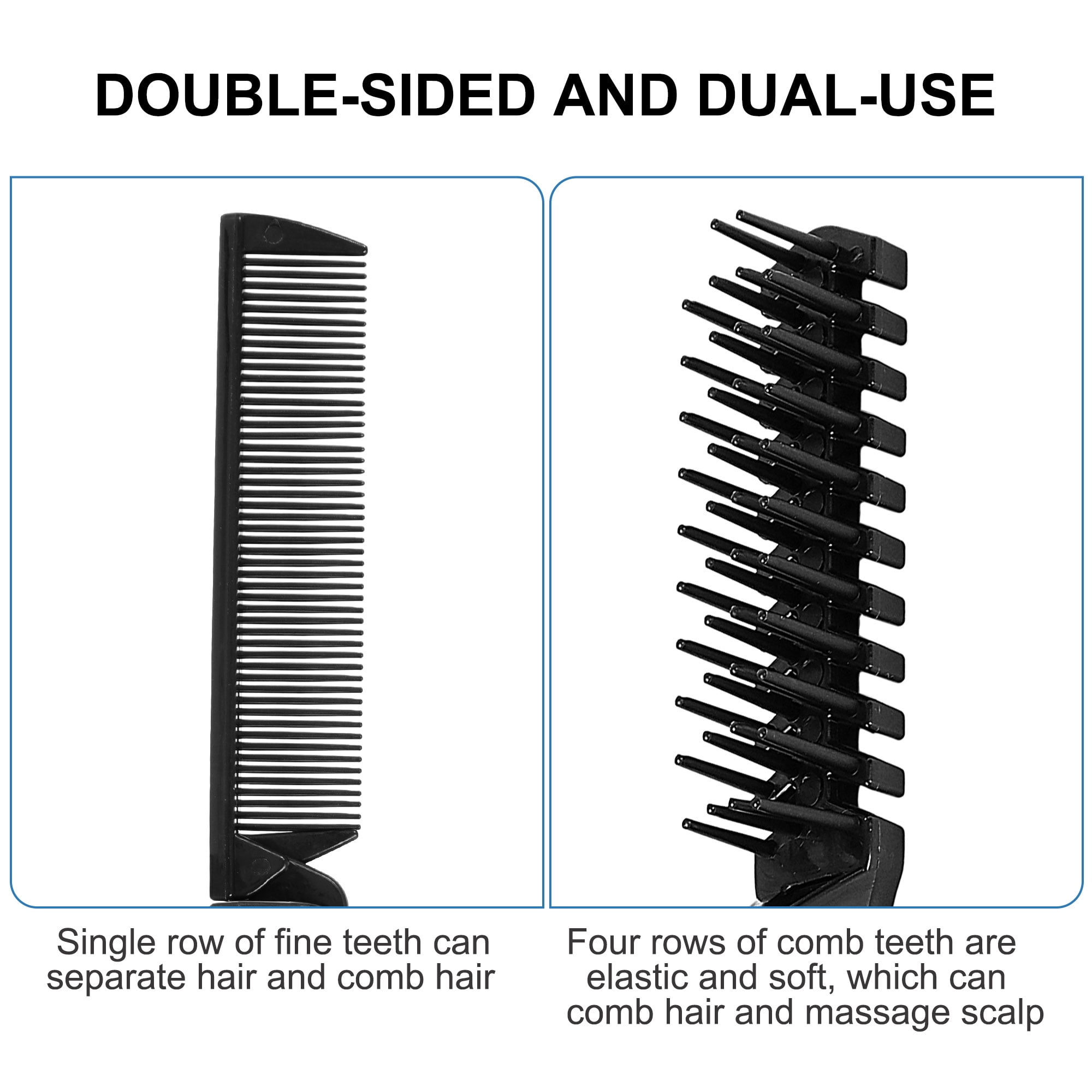 Unique Bargains Folding Hair Brush Travel Double Headed Anti-Static Comb for Women Men