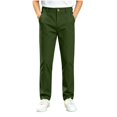 thumbnail image 2 of Xaqiouau Boys Straight Leg Chino Pants Classic Flat Front Casual Trousers Button Closure Solid Color School Uniform Bottoms Versatile Everyday Wear Green 5-6 Years, 2 of 9