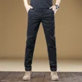 thumbnail image 3 of Pantalones casuales de sastrería para hombre, pantalones holgados de negocios para hombre, pantalones de oficina holgados de algodón, rectos, ajustados, largos, clásicos, ropa de calle, 3 of 5