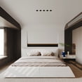 thumbnail image 3 of King Size Upholstered Platform Bed with Special Shaped Velvet Headboard, Metal & Solid Wood Frame, Elegant Bedroom Luxury Bed, Cream, 3 of 9