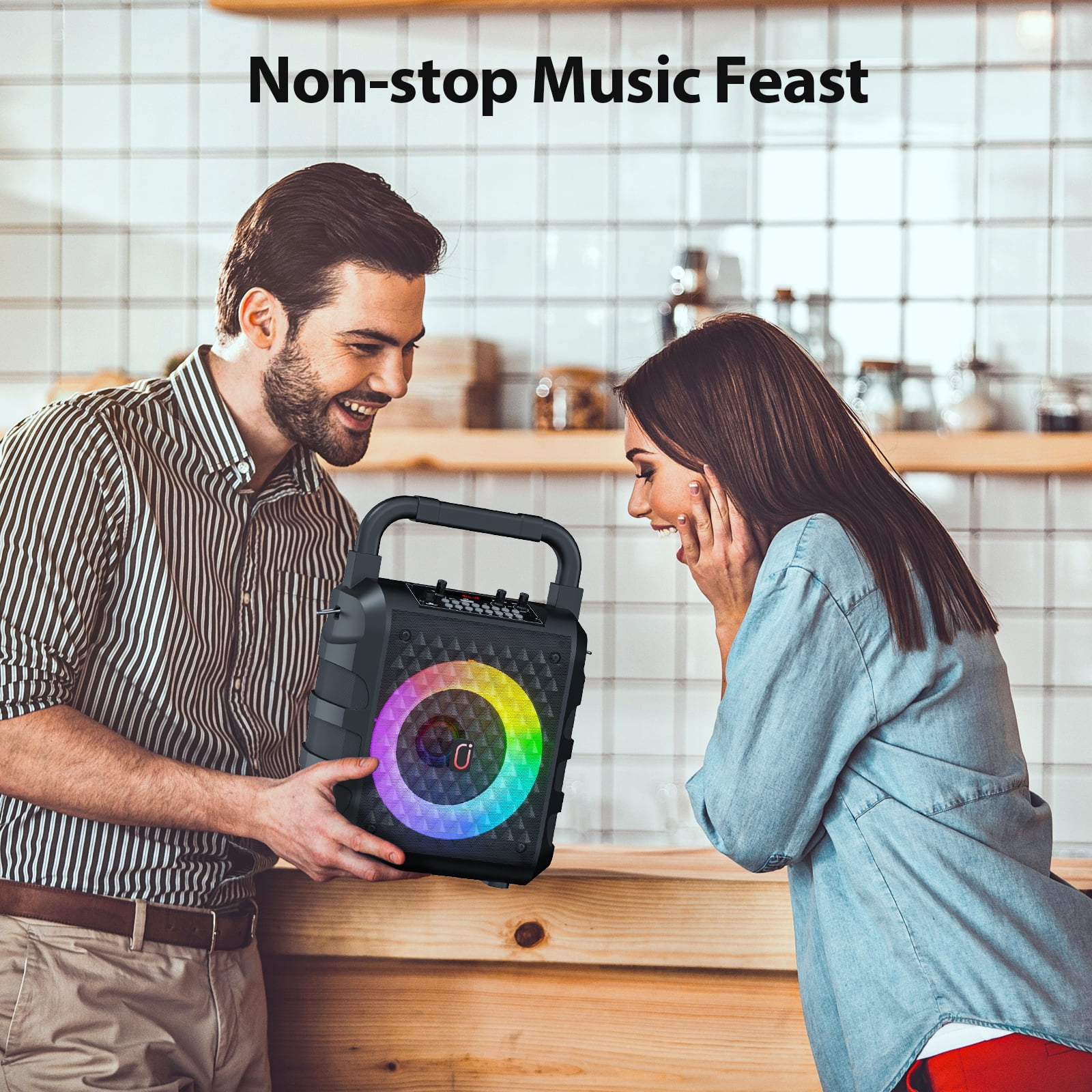 JAUYXIAN Karaoke Machine for Kids  Adult, Karaoke Machine with 2 Mirophone, Portable Bluetooth Speaker with Dj Lights for Party