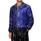 thumbnail image 4 of Chaqueta bomber de lentejuelas brillantes para hombre, chaqueta metálica de fiesta con cremallera, chaquetas varsity S azul real, 4 of 5