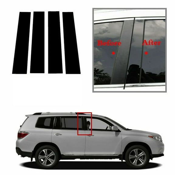 Possbay Window Pillar Posts Door Side Trim Covers Fit For Toyota Highlander 2008-2013
