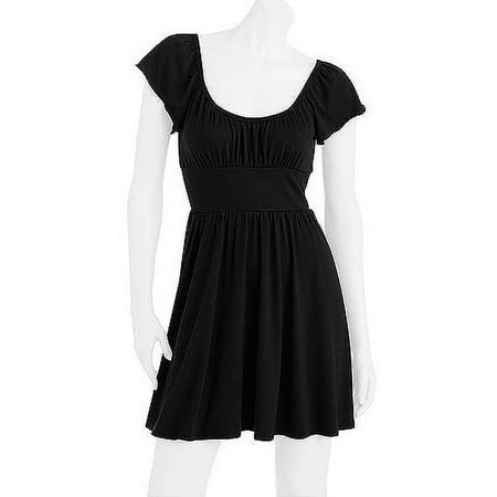 Juniors Plus Flutter-Sleeve Knit Banded Babydoll Dress