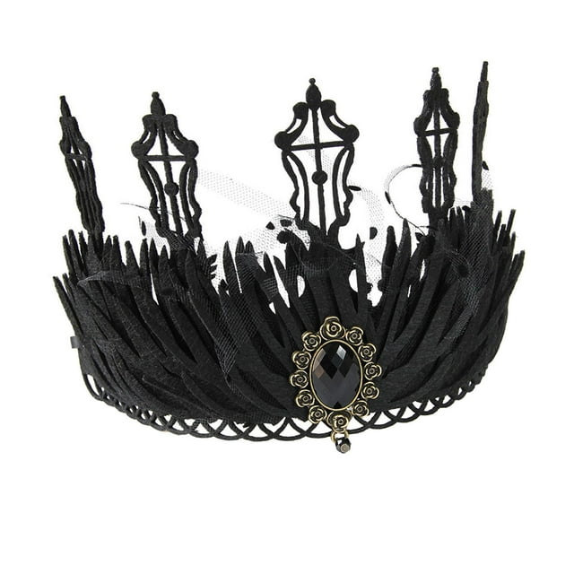 Corona negra, corona de princesa, diadema de fieltro para cosplay, corona de reina, tocado negro