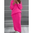 thumbnail image 4 of Women'S Winter Chunky Cable Knit Long Skirt 2 Piece Outfit Sweater Sets Rose Red XXXL, 4 of 10