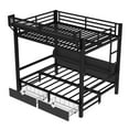 thumbnail image 4 of Full over Full Bunk Bed with Built-in Shelves and Drawers, Heavy-duty Metal Bunk Bed Frame with USB Ports and LED Lights for Bedroom, Black, 4 of 9