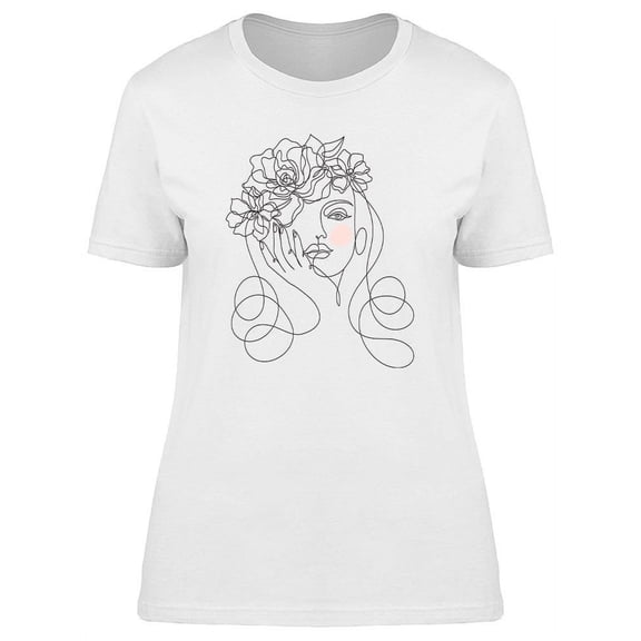 Beautiful Face With Flowers T-Shirt Women -Image by Shutterstock, Female Medium