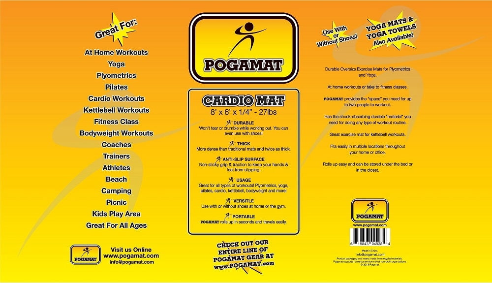 Pogamat Exercise Mat 8' x 6' x 1/4" (48 Square Feet)
