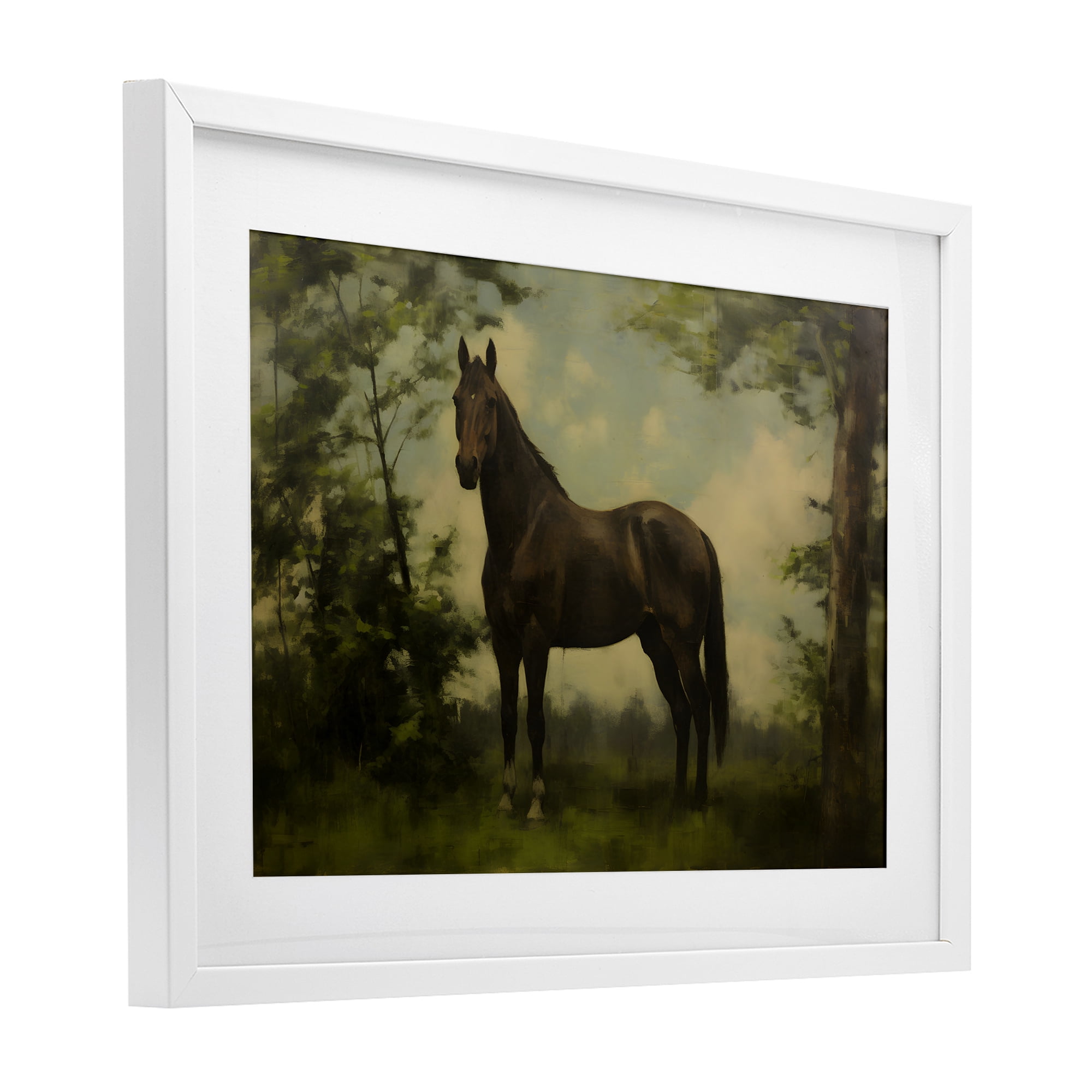 Stupell Industries Forest Horse Portrait White Framed Print Under Glass, design by Petal Prints Design