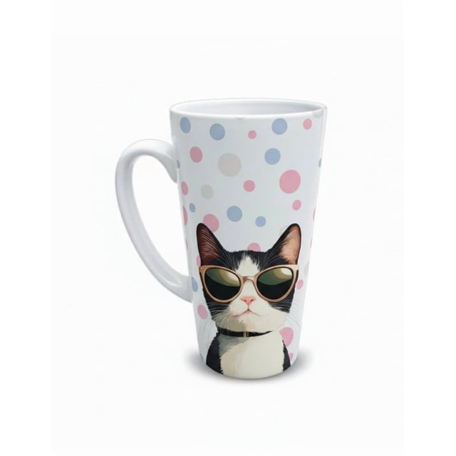 Taza de cerámica 502 ml diseño ilustrado de gato