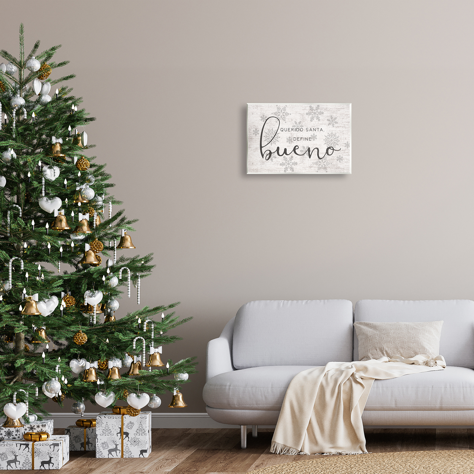 Stupell Industries Querido Santa Define Bueno Holiday Painting Unframed Art Print Wall Art, 19 x 13