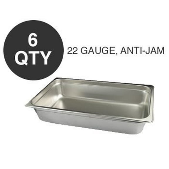 6 FULL SIZE 4"D ANTI-JAM STEAM TABLE PAN - NSF