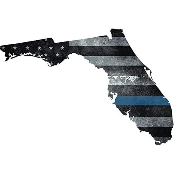 5 Inch Michigan State Thin Blue Line Police Support Sticker - Tattered Flag Design