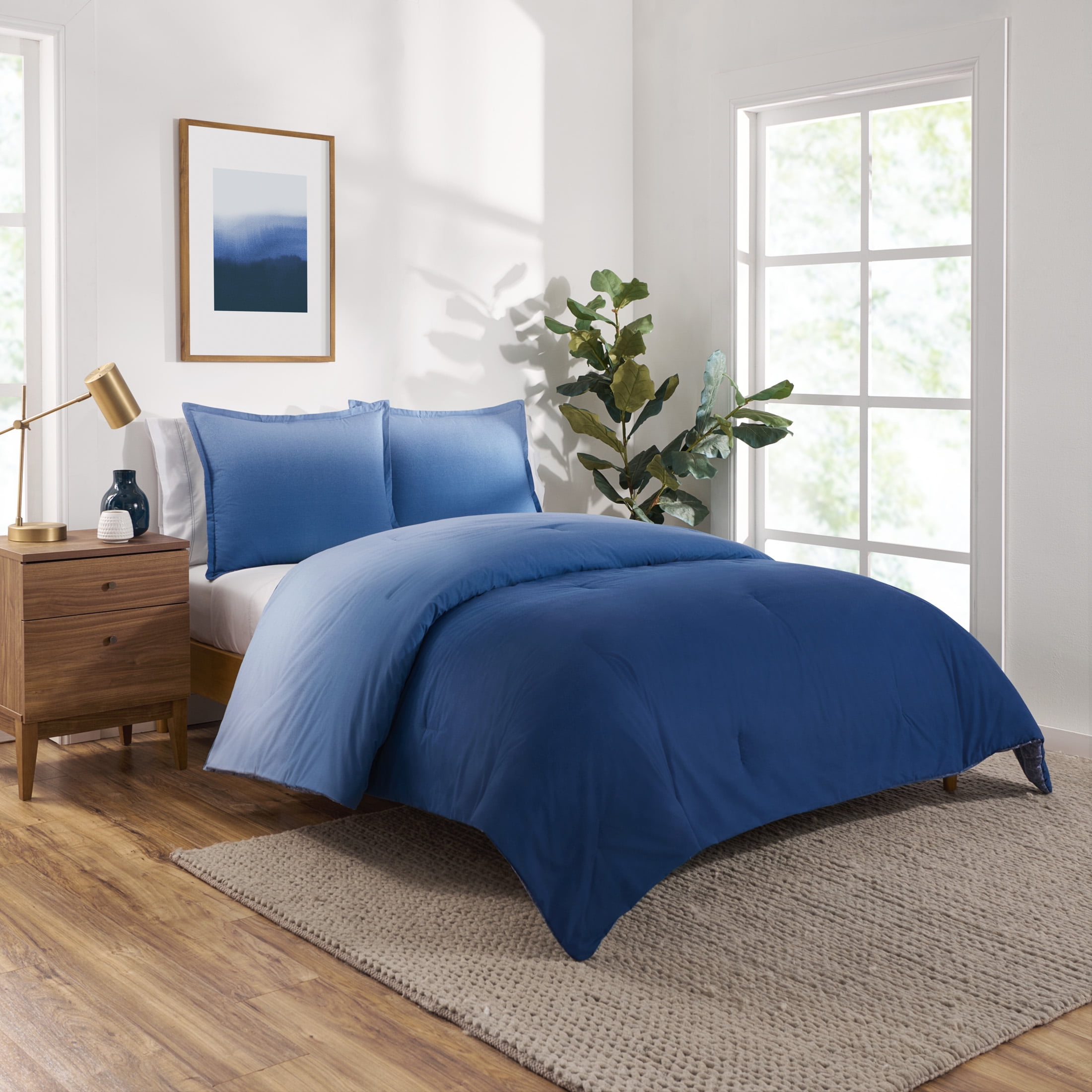 Gap Home Ombre Reversible Organic, Twin Blue Bedding Set